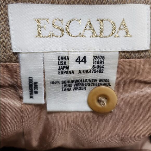 ESCADA Harrington Wool 2 Pc Skirt Set Womens Tan Size 44 - Picture 11 of 16